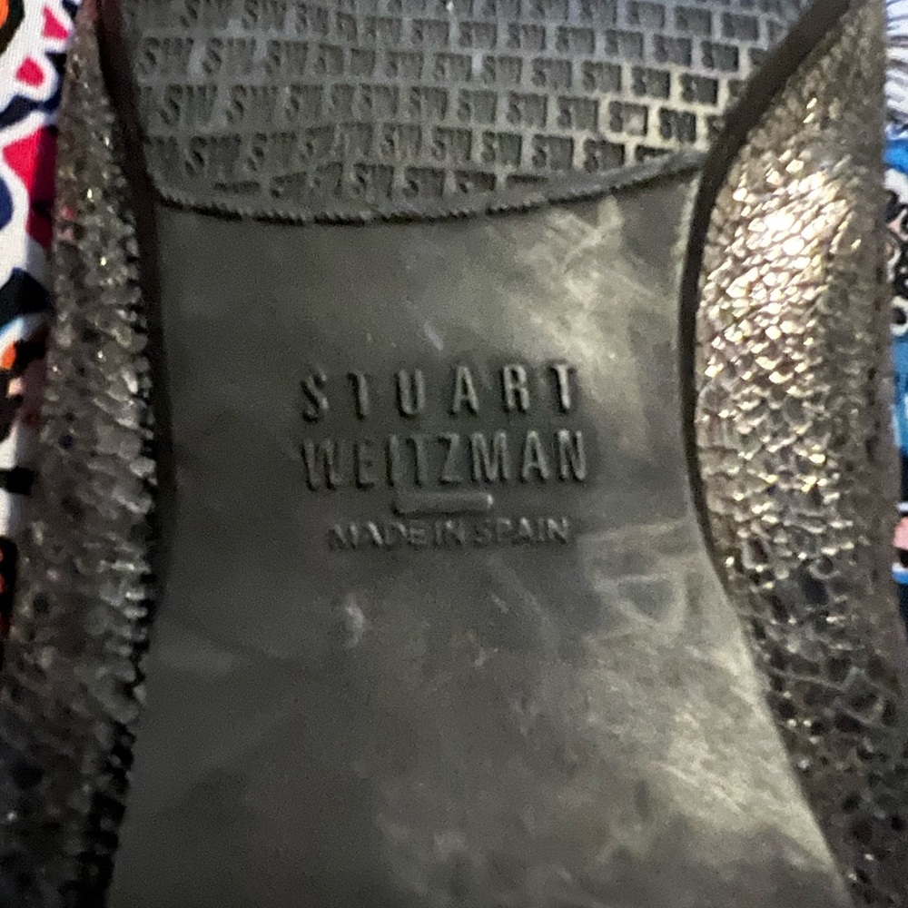 - Stuart Weitzman Sparkling Silver Metallic Balle… - image 7